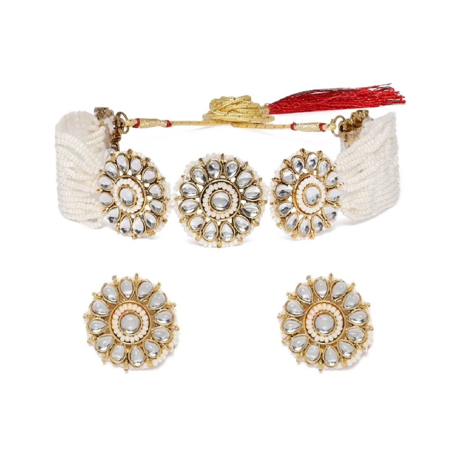I Jewels Gold Plated Traditional Kundan Pearl Choker Necklace Jewellery Set For Women/Girls (ML310W) (B09W165SK1) Amazon Price History, Amazon Price Tracker