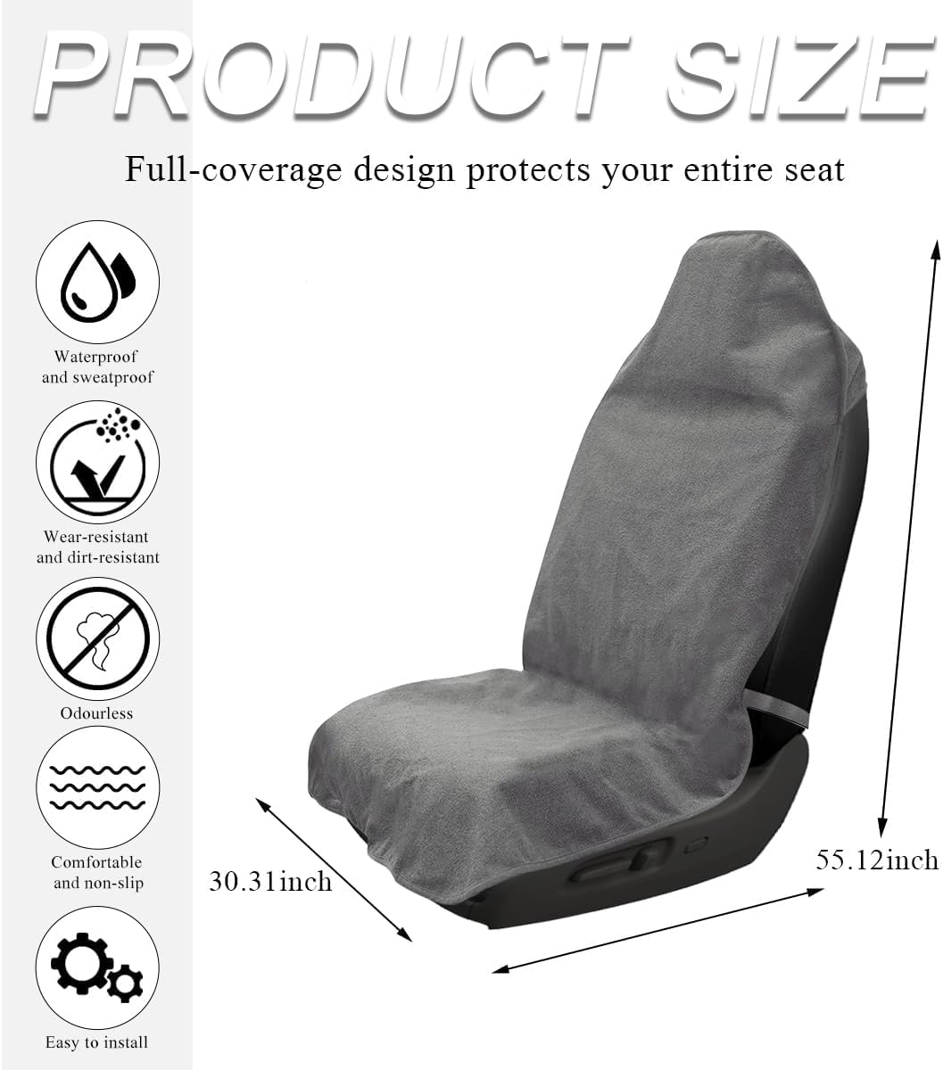 Coprisedile Auto Adatto per Volvo XC-60 (XC60) 2017-2024, Impermeabile Spugna Asciugamano Salvasedile Antisudore Copertura Sedile Singolo Sport Grigio