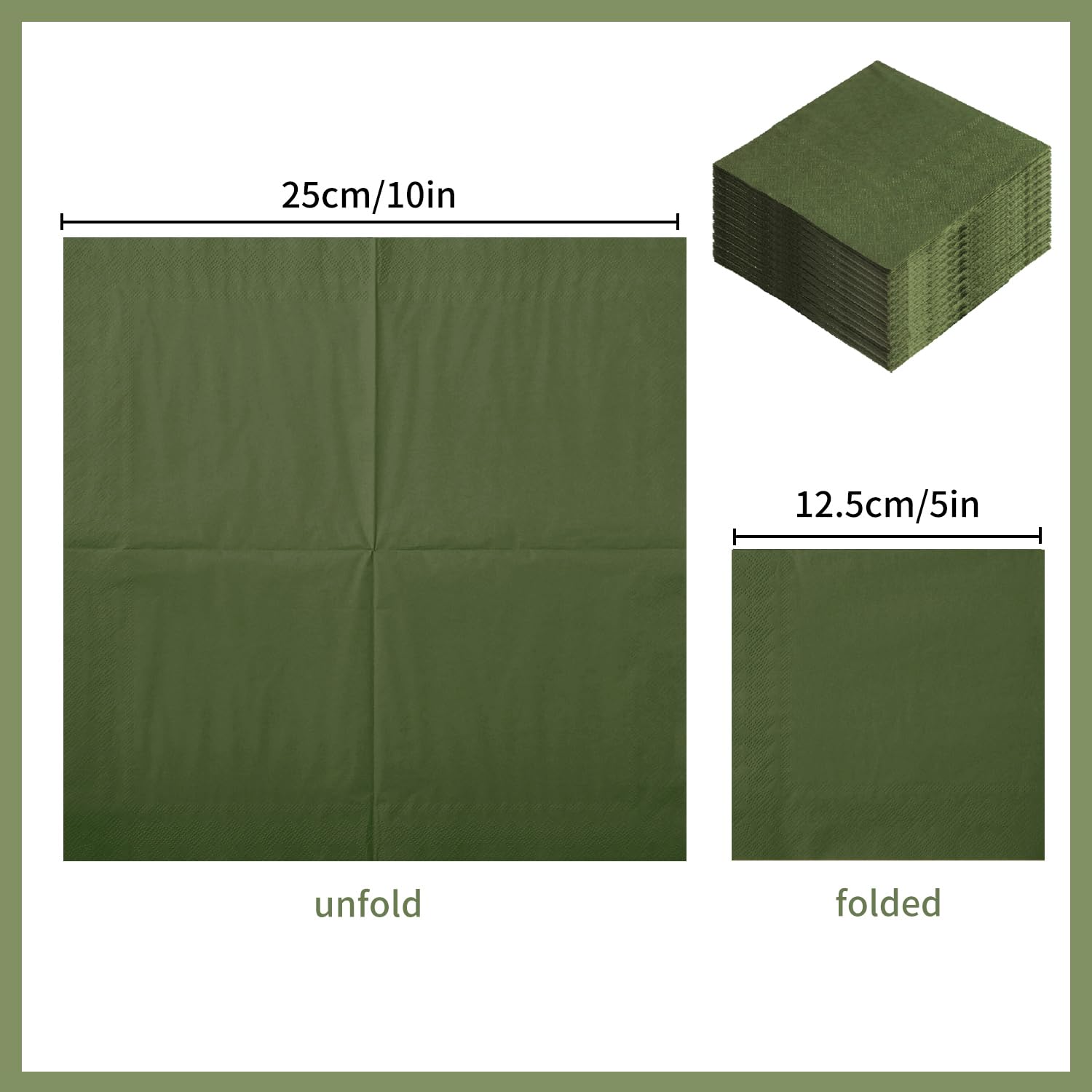 Paquete de 200 servilletas de cóctel de 2 capas plegadas de 5 x 5 pulgadas, servilletas desechables para cena, boda, fiesta, cumpleaños, novia, aniversario, recepción (200, verde)