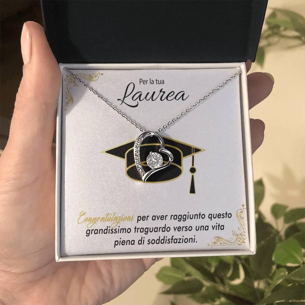Bramart Collana Donna Compleanno Laurea Finitura in Oro, Argento Idee Regali per lei Festa Evento speciale - Cofanetto con DEDICA incluso