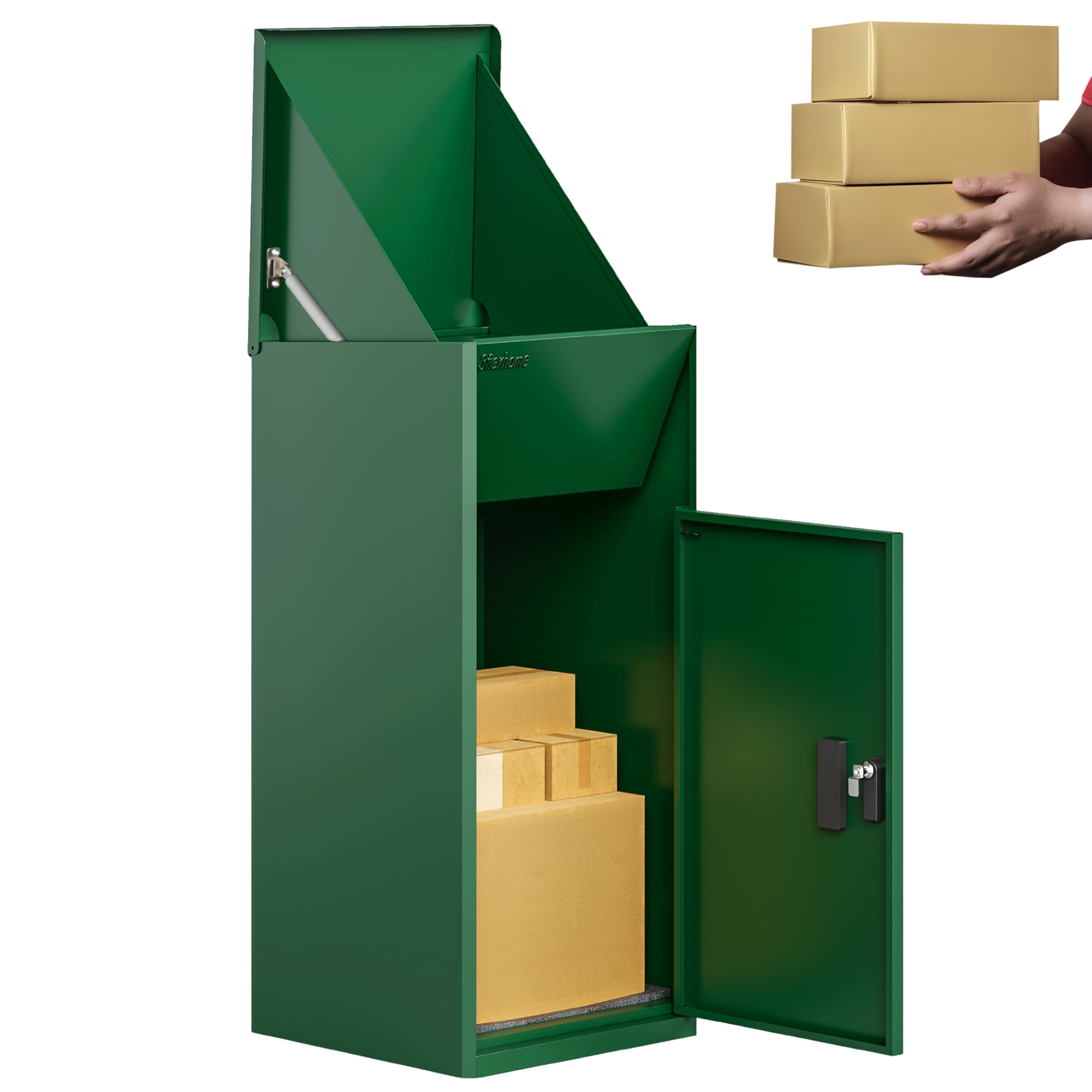 3FlexHome Caladrius Extra Large Parcel Box with Combination Lock, Delivery Box with Secure Front Access, Durable, Lockable Weatherproof Outdoor Parcel Dropbox For Multiple Packages (GREEN)