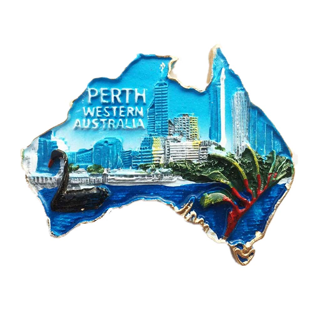 Muyu Magnet Blue And White Perth Australia Map Shape Fridge Magnet Tourist Souvenir Gift,Home & Kitchen Decoration. Australia Refrigerator Magnet Collection