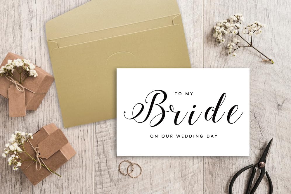 Miniatura 3 de YiKaLus Tarjeta de boda con texto en inglés "To My Bride On Our Wedding Day", tarjeta de boda para novia de novio, tarjeta de boda para prometida