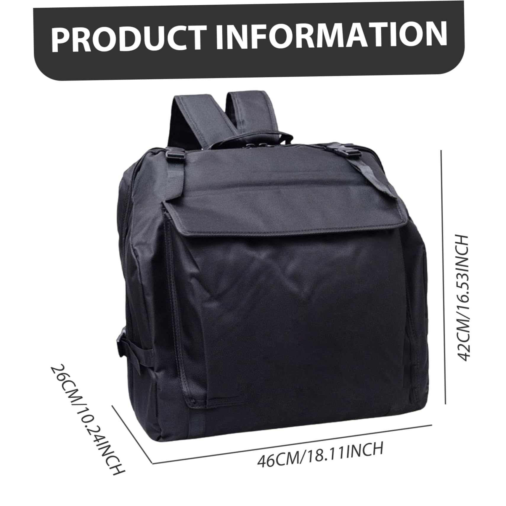 Housse de Transport pour accordéon, 45, 7 x 43, 2 x 25, 4 cm, épaisse et rembourrée, avec Bretelles réglables, Sac à Dos en Tissu Oxford imperméable pour accordéon 60 Basses.