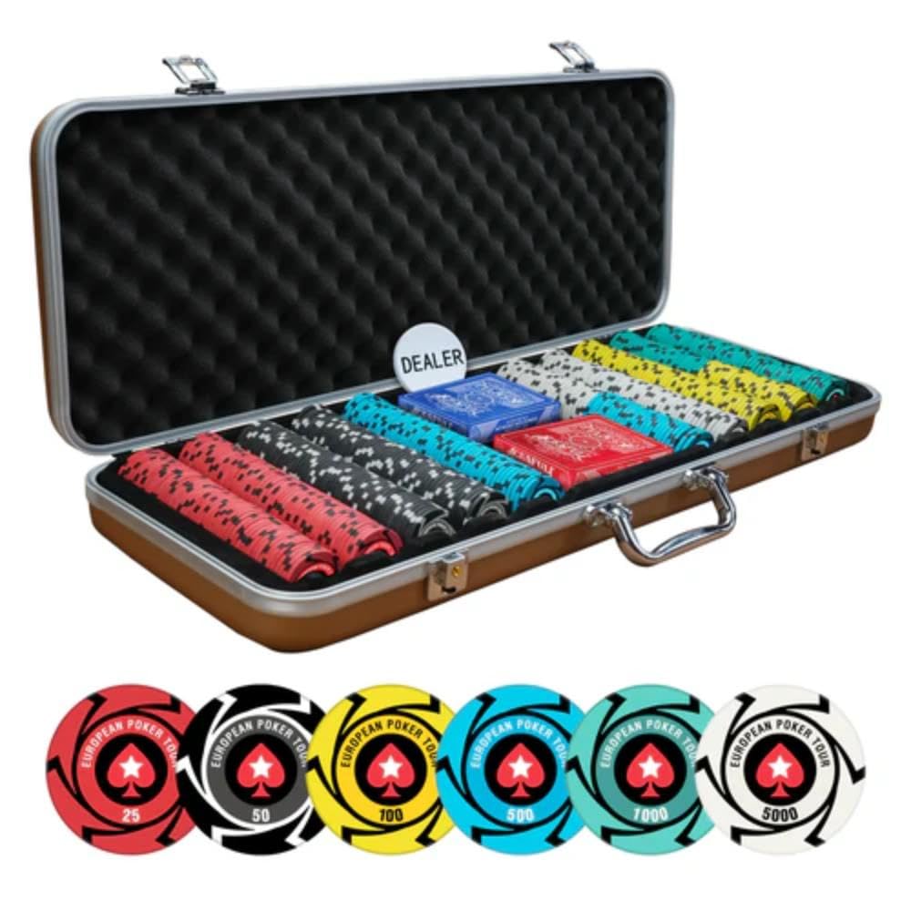 CASINO KART EPT Tour Clay Casino Chips Set – 500 Pieces, 14g, 40mm – for Teen Patti, Rummy, Flush, Blackjack, Roulette & More