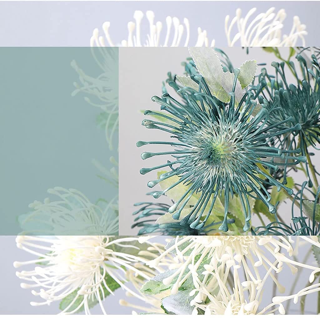 Cuscino di fiori artificiali, fiori artificiali con vaso di vetro per la camera da letto della famiglia, soggiorno, tavolo da pranzo, centrotavola di fiori di plastica, centrotavola per la casa