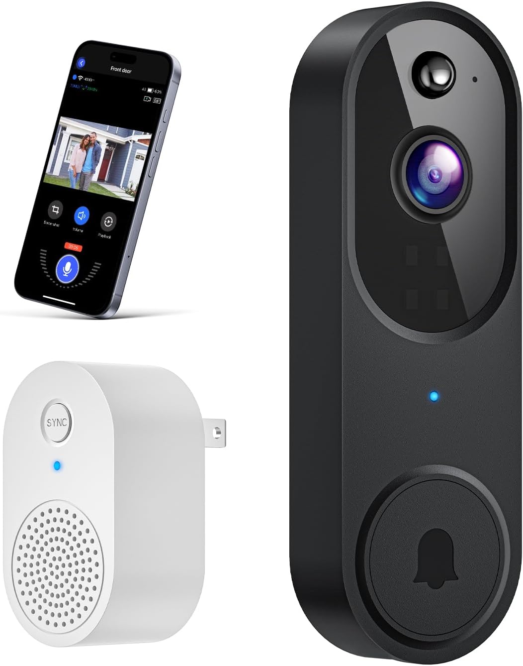 Wireless Wi-Fi Video Doorbell Camera with AI Motion Detection