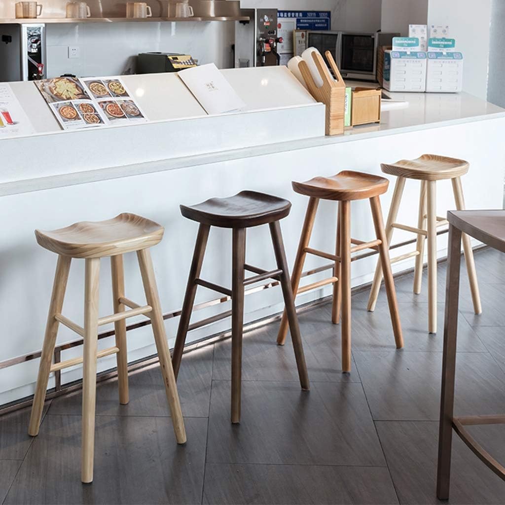 Taburetes de bar de madera con reposapiés, sillas para cocina, cafetería, pub, mostrador de desayuno, acabado natural, muebles de comedor casuales
