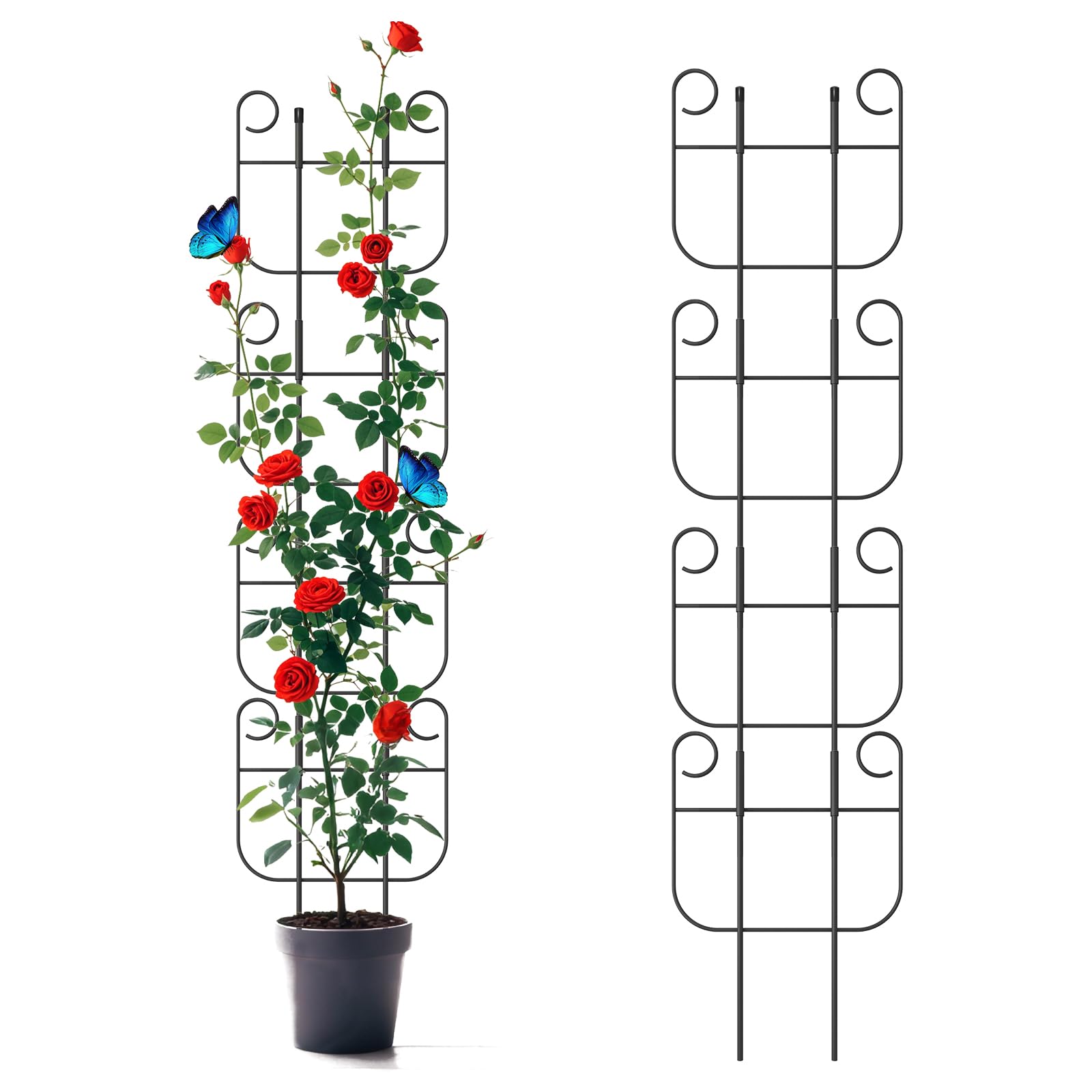 4 Pack Trellis for Climbing Plants Indoor, Expandable Small Metal Trellis for Potted Plants, Flowers Vine Ivy, Sturdy Houseplant Pothos Plant Climber Support