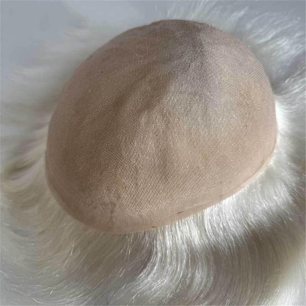 Men's Toupee Sistema di sostituzione dei capelli con base in pizzo francese da 8"x10" for uomo, parrucchino umani indiani in completo