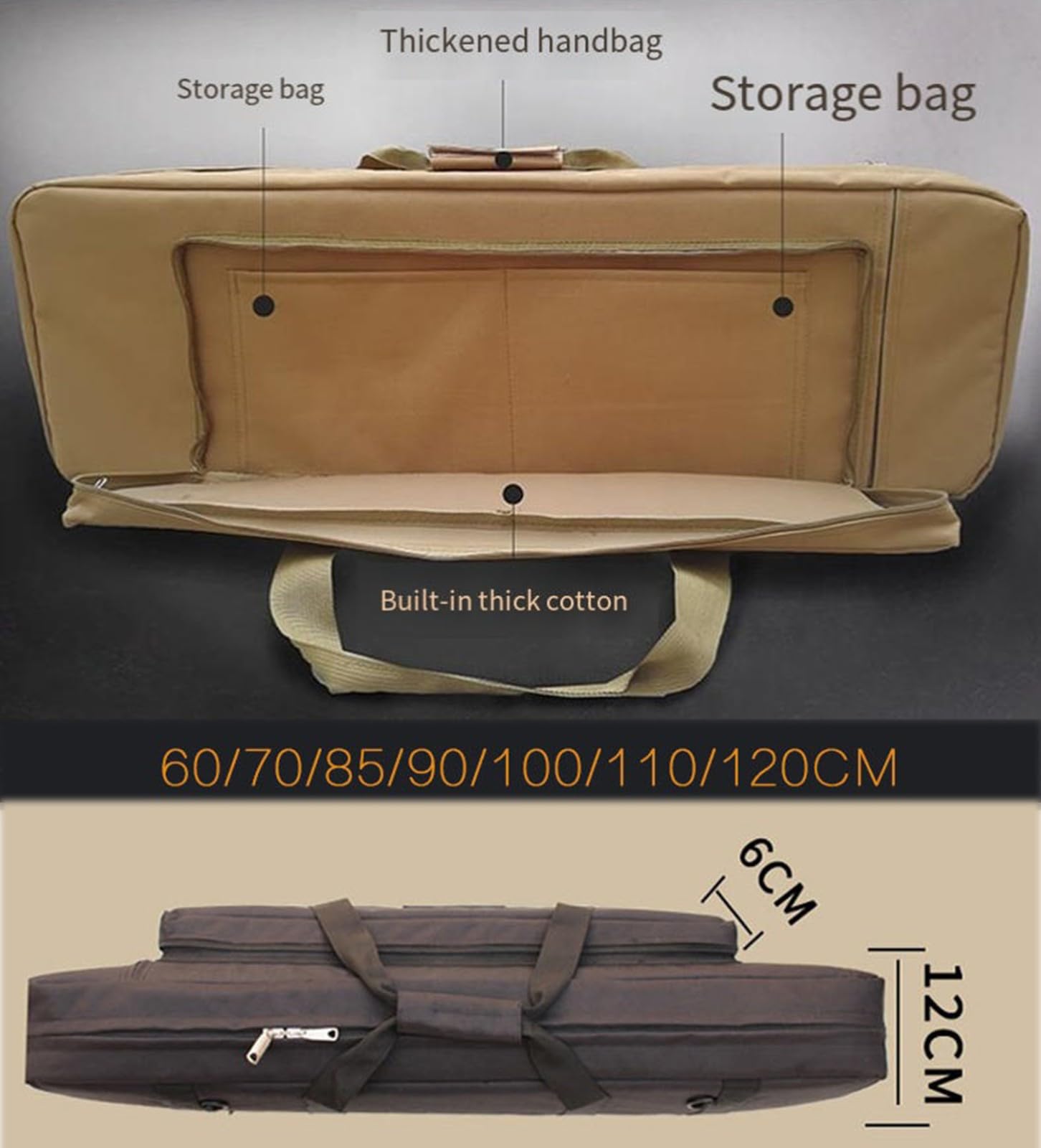 Tattico Fodero Del Fucile Morbido Custodie Per Carabine, 60/70/85/100/120 Cm Custodia Doppia Per Fucile, Valigetta Pistola Softair, Fucile Custodia Per Trasporto Per Fucile Carrging A,110cm