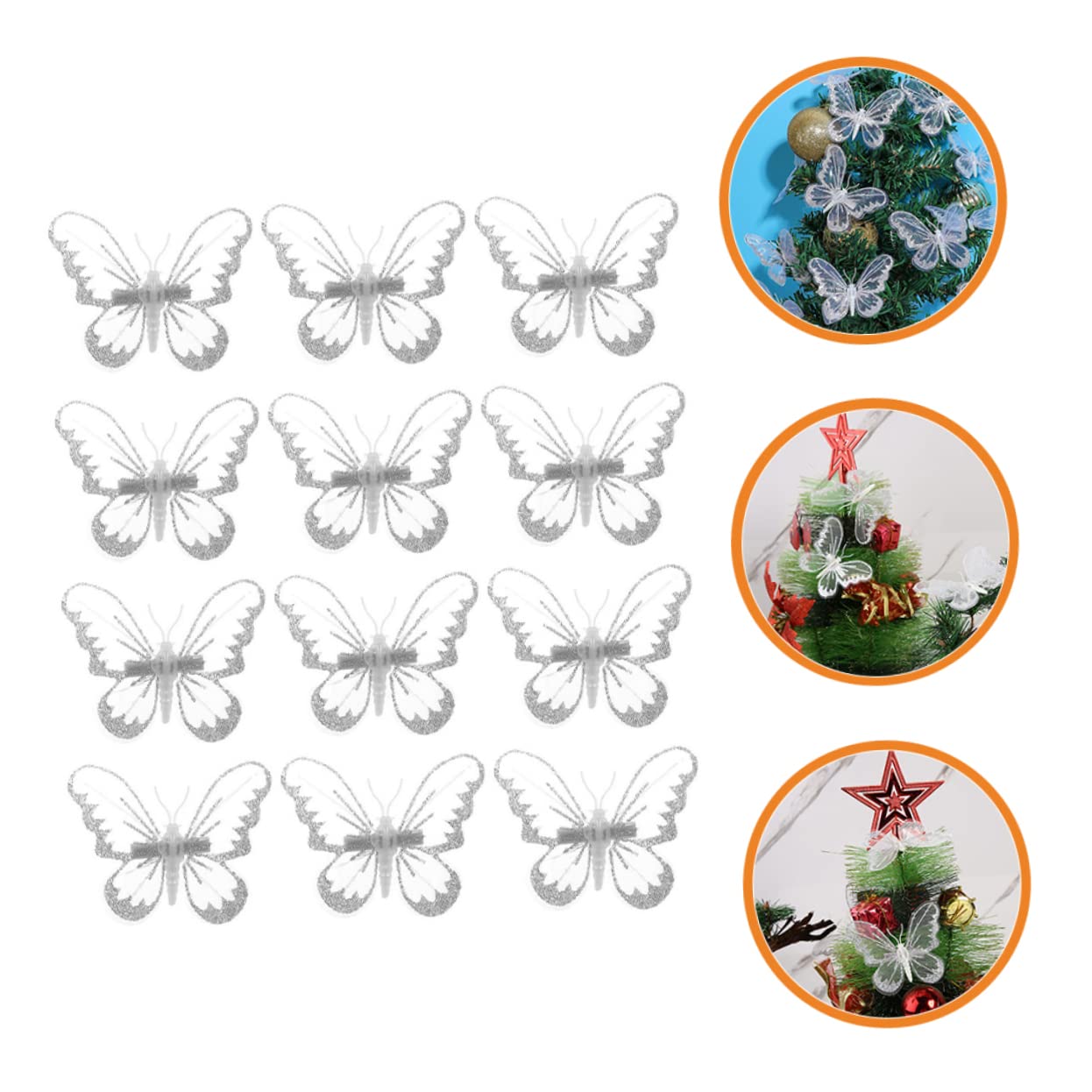 SEWACC 60stücke Gefälschte Schmetterlinge Mit Clip Realistische Diy Dekoration Für Bastelarbeiten Hochzeiten Partys Und Weihnachtsbaum Schmuck