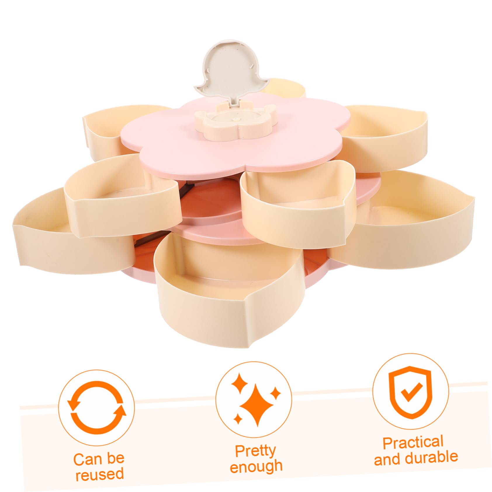COLLBATH Blumenform-aufbewahrungsbox Für Süßigkeiten Zweischichtig Snackbehälter Mit Handyhalter Drehdesign Lebensmittelbox Mit Fächern