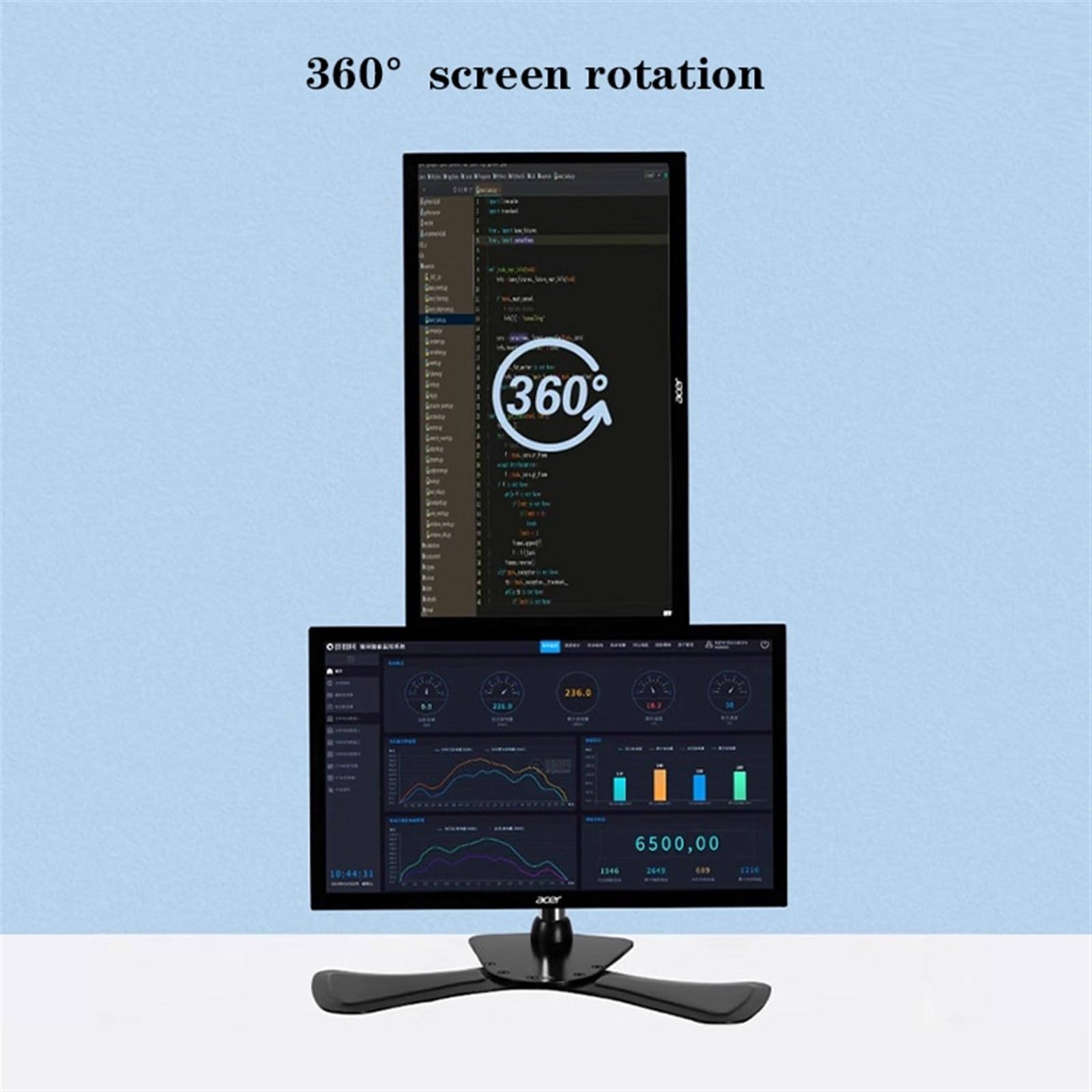 Supporto Doppio Monitor per scrivania, Montaggio Verticale dello Schermo dello Stack Si Adatta a 17-27 Pollici Display Fino a 17,6 lbs ciascuno, Altezza ergonomica Regolabile Riser con Tilt Girevole,