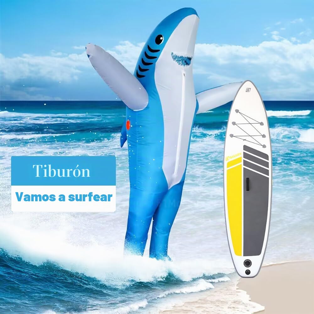 FXICH -Disfraz de tiburón inflable para persona adulta, para Halloween, carnaval, fiestas
