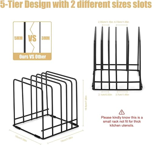 Miniatura 2 de Organizador de tabla de cortar para gabinete de cocina, estante de almacenamiento de hojas de galletas, soporte divisores de gabinete con 5 ranuras
