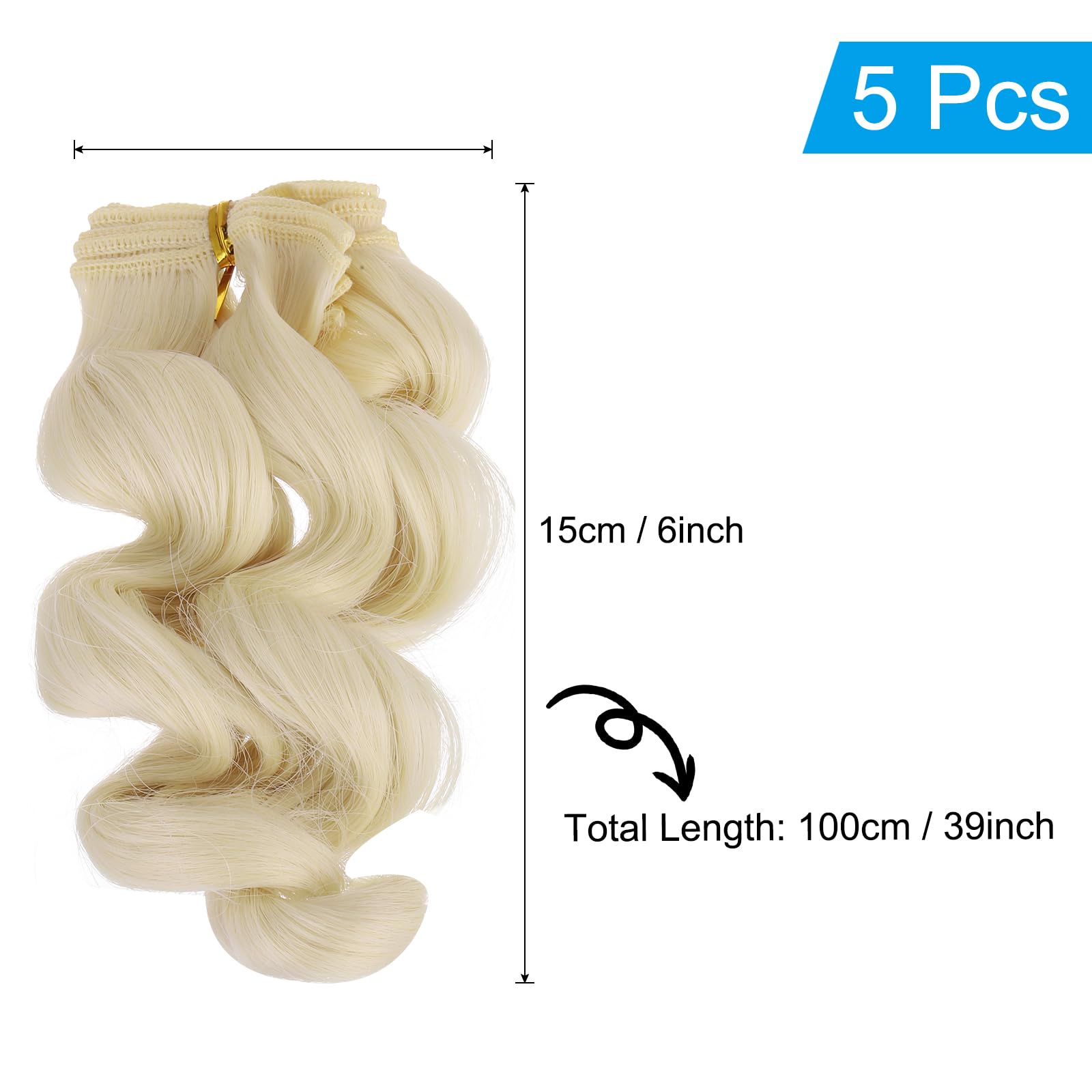 PATIKIL 15CM Parrucche per Bambole, 5pz Capelli Parrucca Riccio in Seta ad Alta Temperatura Accessori per Estensione Capelli Realizzazione Parrucche Bambole Fai Da Te, Grigio Latte Chiaro