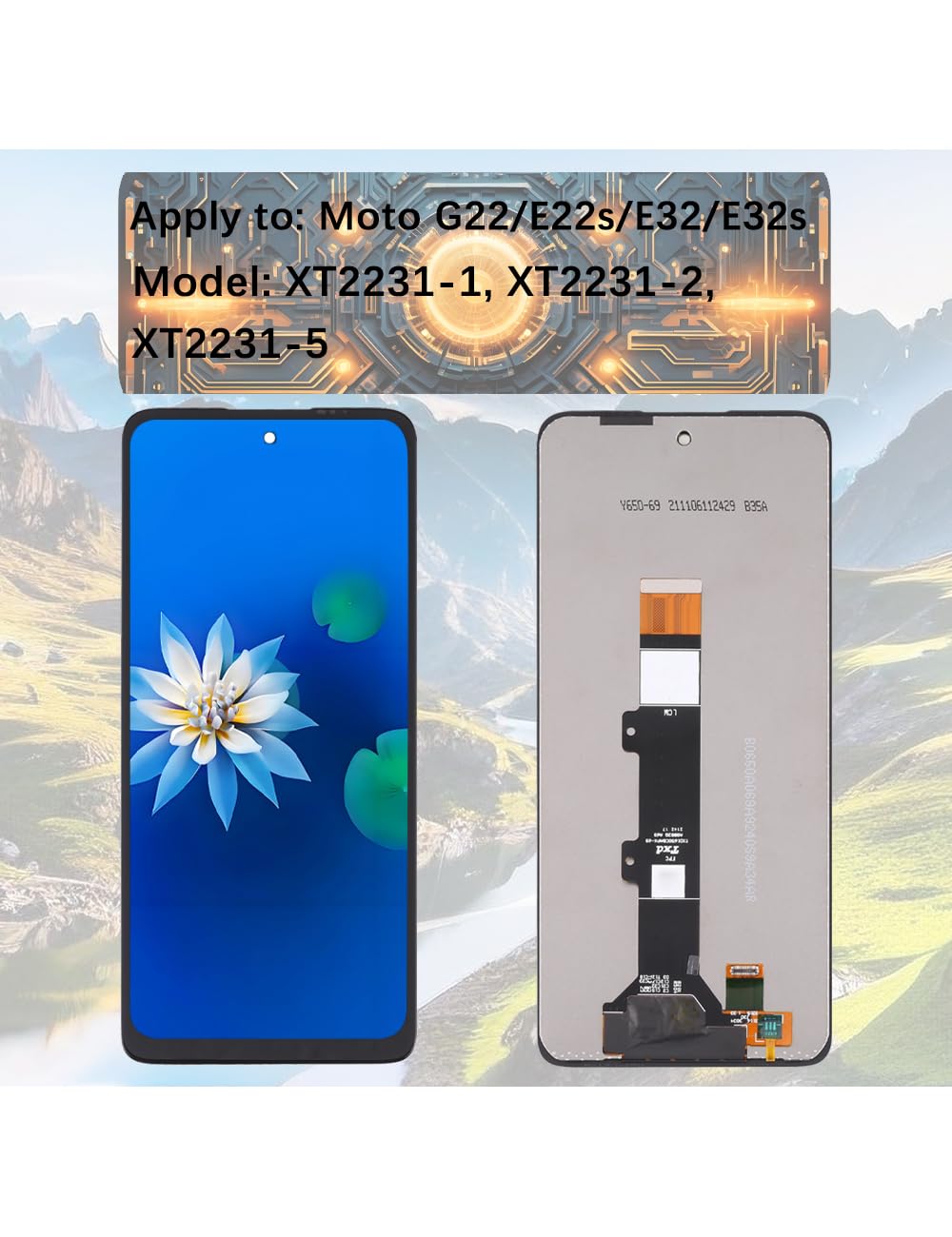 H&LYCYJ Schermo di ricambio per schermo LCD Moto G22/E22s/E32/E32s XT2231-1 XT2231-2 XT2231-5 con kit