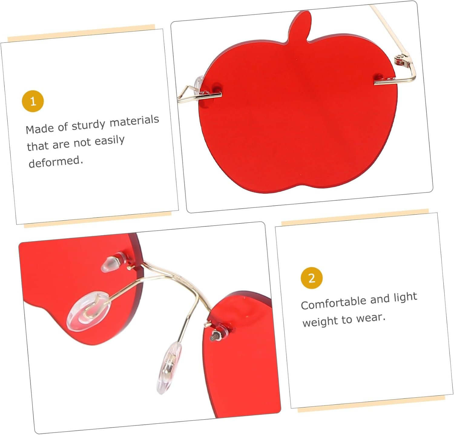 LIFKOME 1Pc Rimless Red Sunglasses for Women Unique Durable Eyewear Fun Party Eyeglasses Cosplay and Festival Style