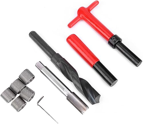 Miniatura 3 de Jeanoko Kit de reparación de roscas M18x1.5, herramienta de inserción de grifo de acero inoxidable, llave de taladro torcida, inserto roscado para