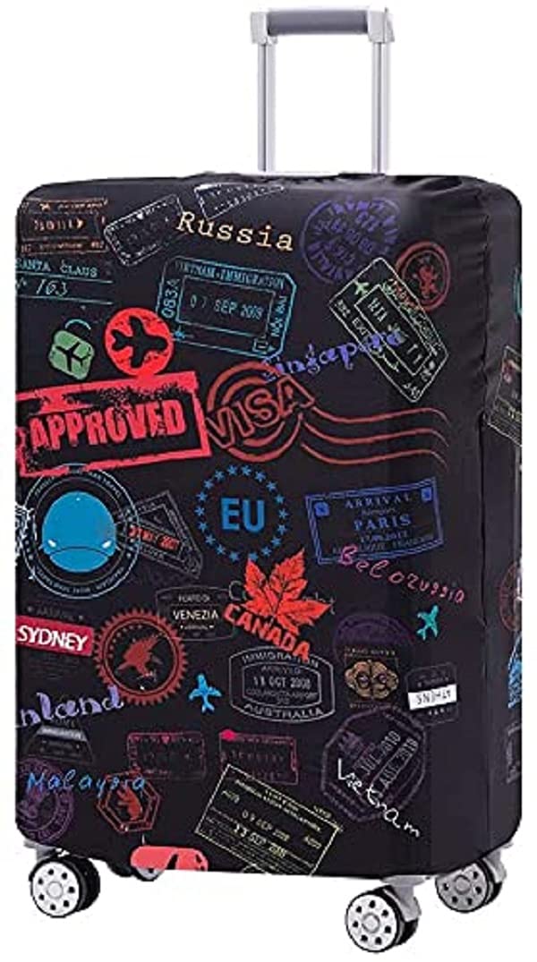 HandcuffsLuggage Cover Trolley Travel Covers, Washable Dust Proof Anti-Scratch Suitcase Protector (Black-1, M (23"-26"))