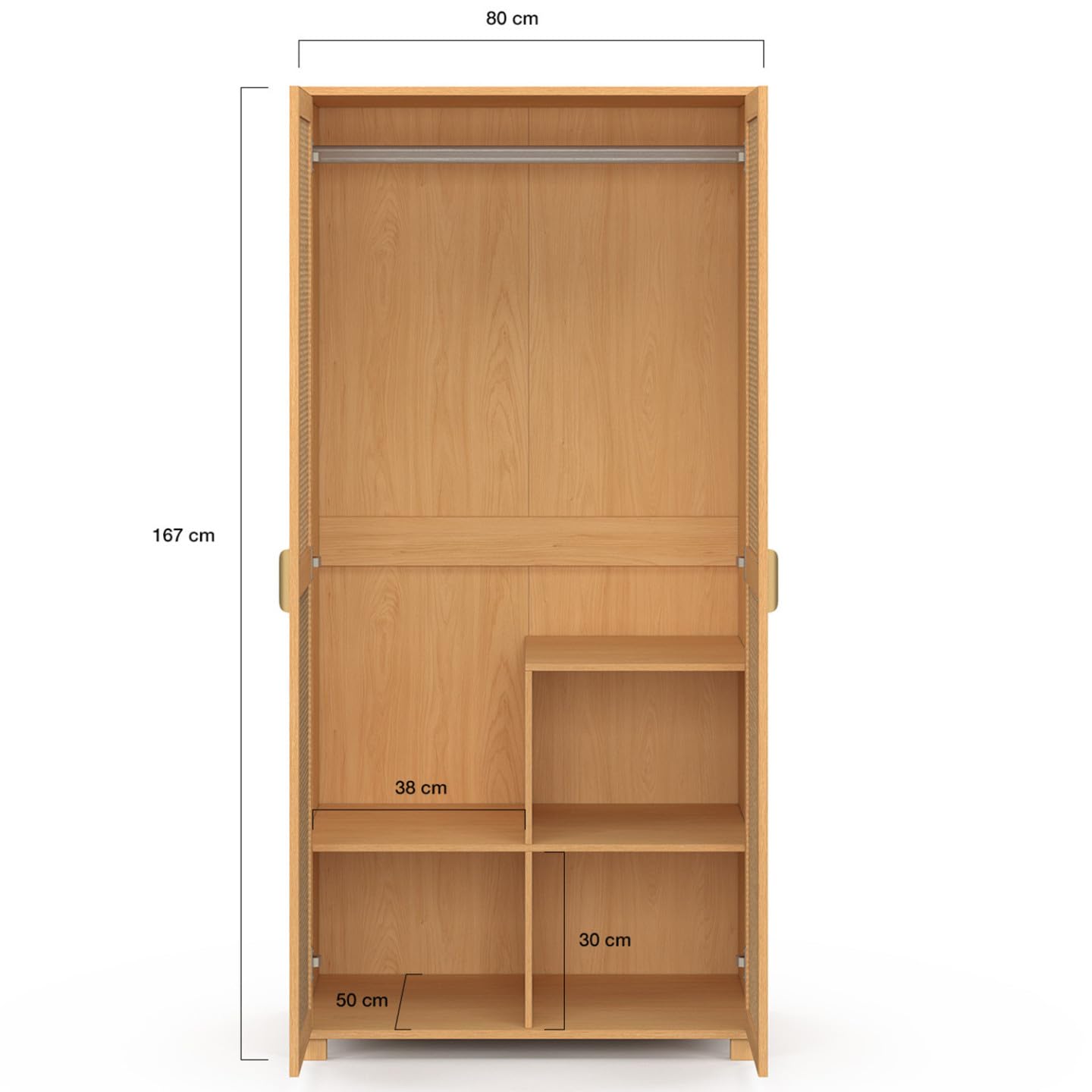 IDMarket - Armoire 2 Portes EDHEN Bois et cannage