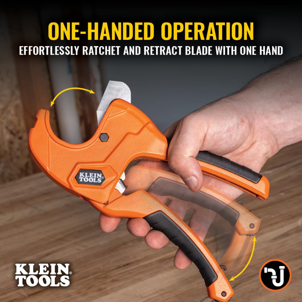 Klein Tools Ratcheting PVC Pipe Cutter - 1-1/4" I.D. -3 Klein Tools Ratcheting PVC Pipe Cutter - 1-1/4" I.D. -3