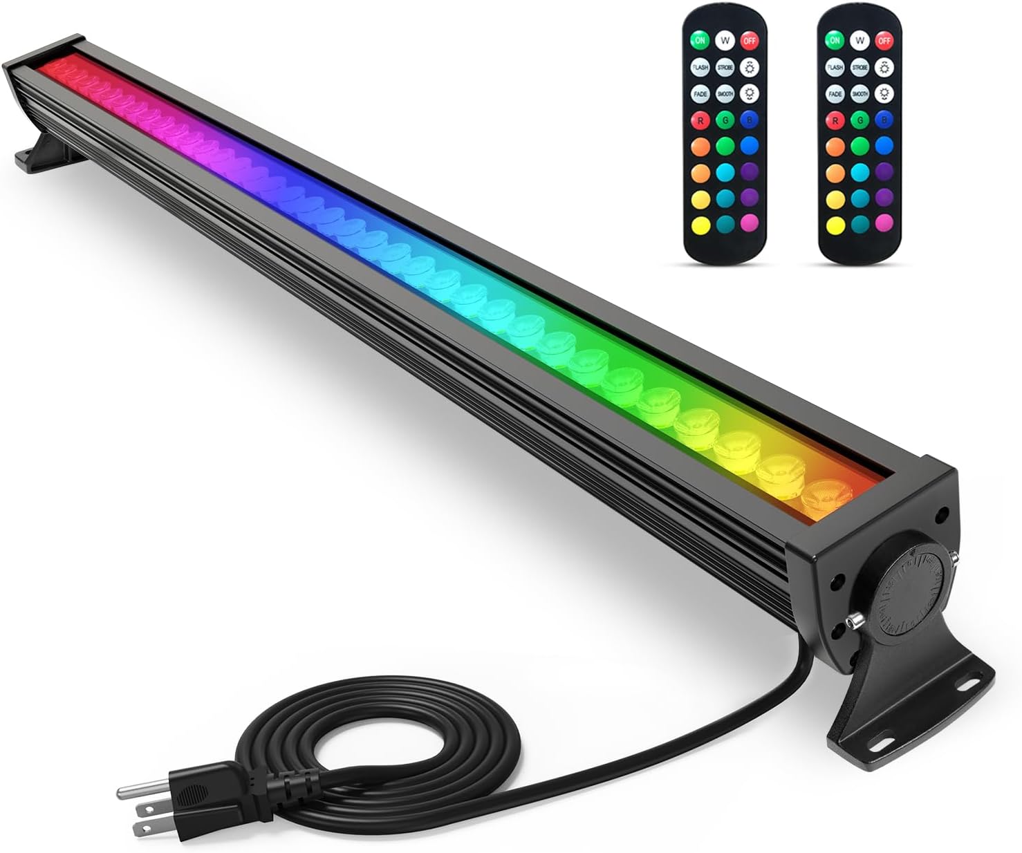144W LED Wall Washer Light with RF Remote, RGBW 5700K Dimmable Linear Light Bar, 120V Waterproof Wall Washing Lamp for Outdoor Building, Weddings, Advertising Boards, Commercial Lighting
