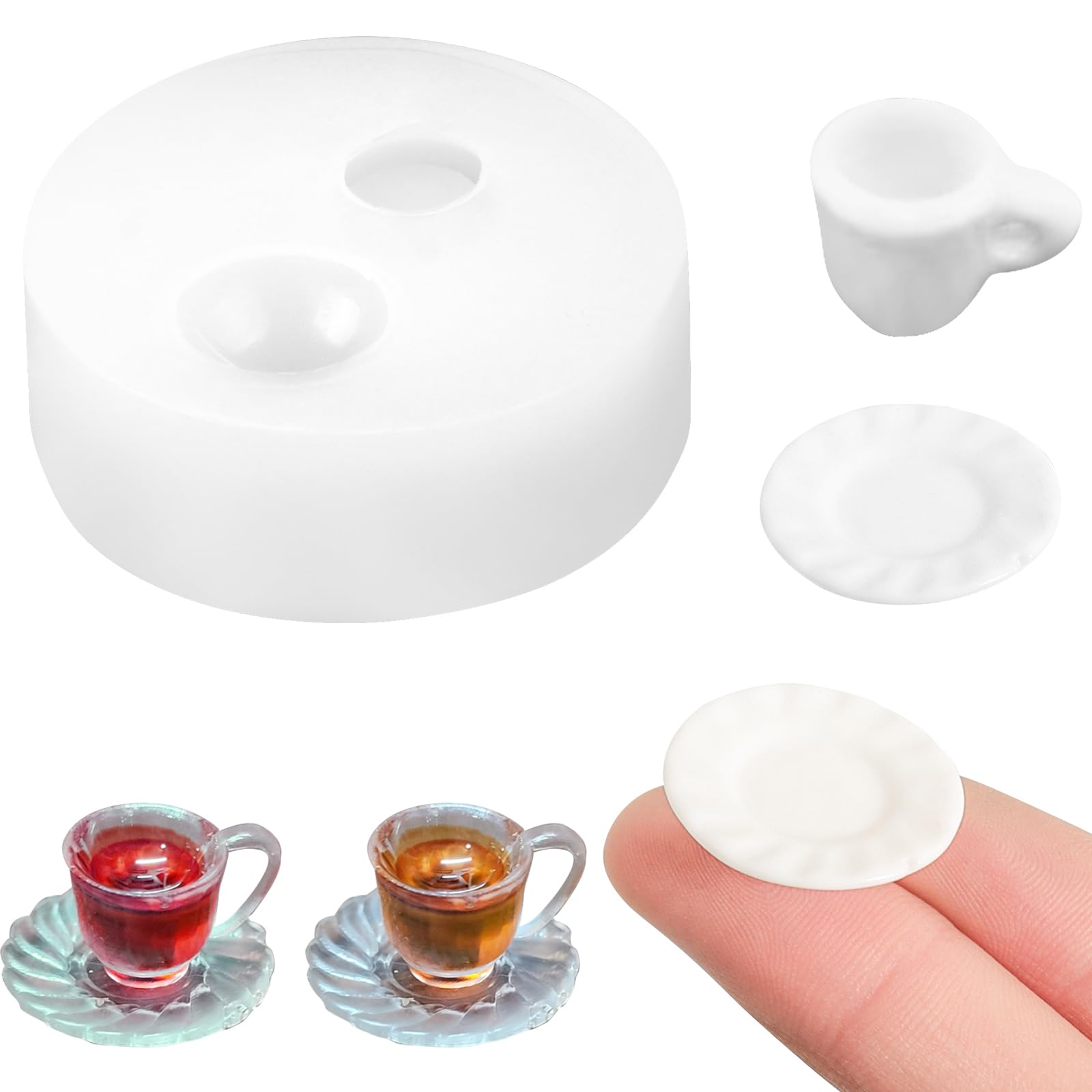 Mini Cup Coaster Shape Resin Silicone Molds 3D Simulation Cups Epoxy Casting Molds for DIY Micro Resin Dollhouse House Kitchen Display Decor