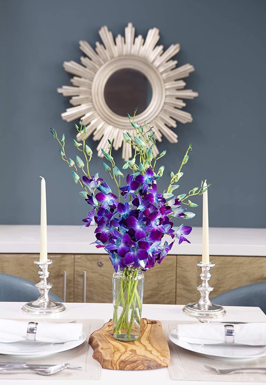 KaBloom - Exotic Sapphire Orchid Bouquet of Blue Orchids Without Vase - Fresh Flowers for Birthday, Valentine's & Mother's Day