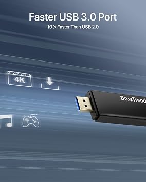 BrosTrend WiFi Adapter AC1200, USB 3.0 WiFi Adapter for Windows 11/10/8/7 | Wireless Network Adapter for PC Desktop Laptop, Dual Band 5GHz 867Mbps + 2.4GHz 300Mbps, External WiFi Dongle USB Adaptador