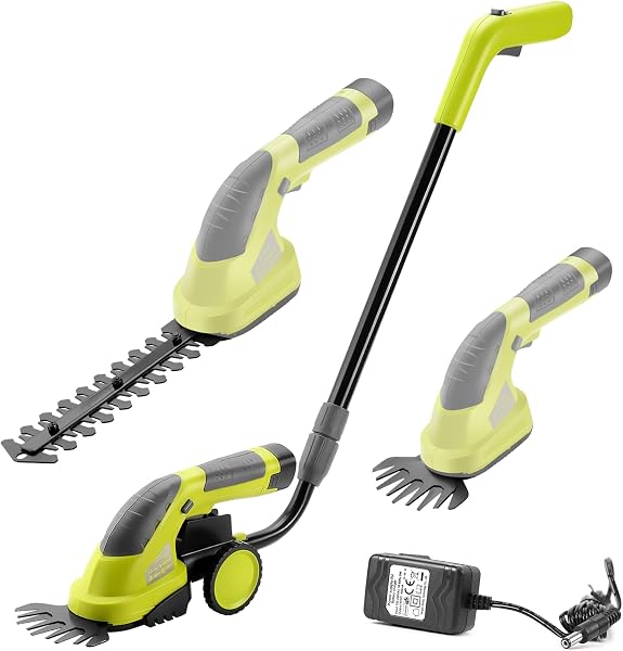 Coupe-bordure sans fil 2 en 1 avec manche télescopique détachable, batterie 1500 mAh, largeur de coupe 8 cm