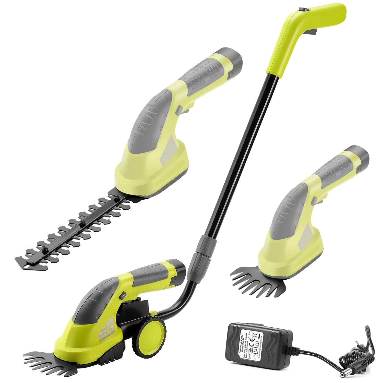 DEWINNER Forbici/Tagliasiepe a batteria,Sfoltirami e cesoia rasaerba Tagliabordi - set cura del giardino, 7.2 V Cesoie Elettriche, impugnatura soft girevole