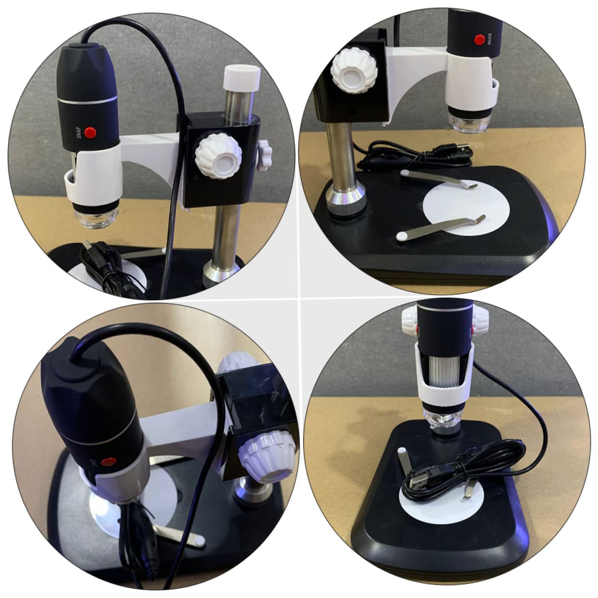 NUOBESTY Tragbares 1600 Stück Mikroskop mit LED Licht für Industrie und Bildung USB Elektronenlupe Leicht und Handlich Schwarz