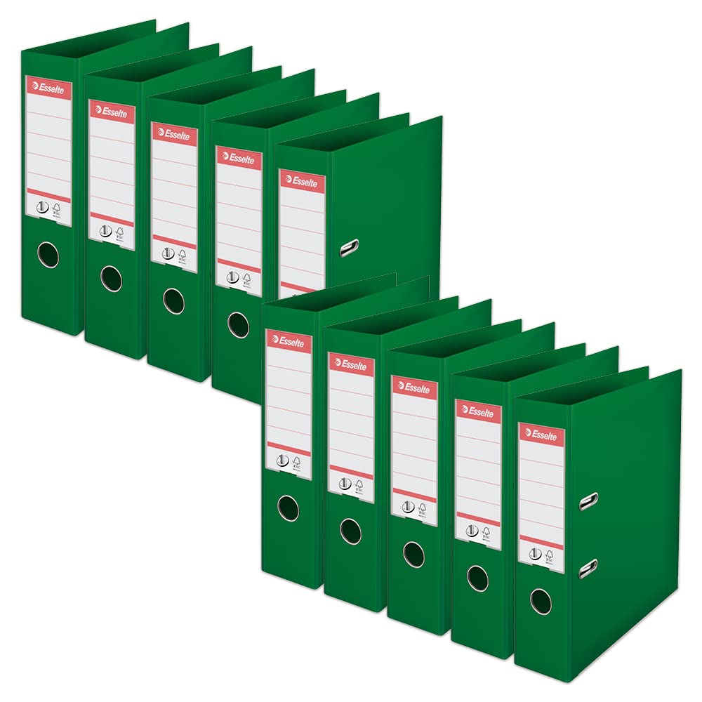 Esselte No 1 Lever Arch File Slotted 75mm A4 Green Pack of 10 811360