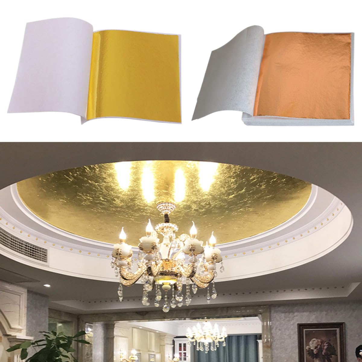 STOBOK 600blätter Imitationsblattgold Papier Gold Und Gold Für Maniküre Basteln Kunst Gilding Und Dekoration Für Projekte Möbel Und Makeup