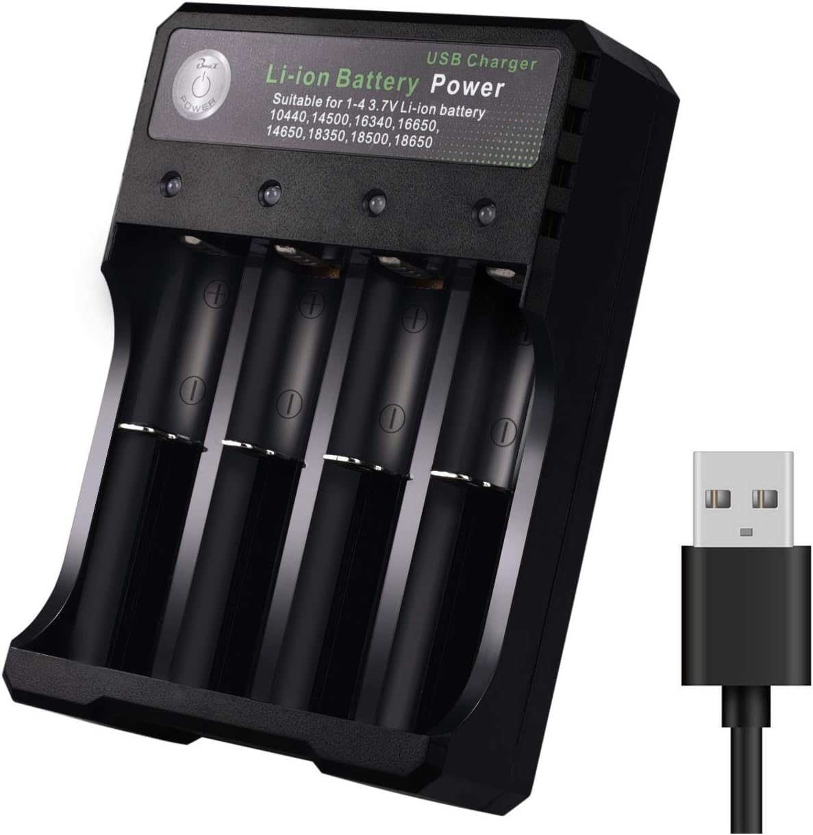 18650 Battery Charger 4 Bay Fast Charge, for 3.7V Li-ion TR IMR 10440 14500 16650 14650 18350 18500 16340 (RCR123) Batteries, USB Intelligent Universal Rechargeable Battery Charger-image-18