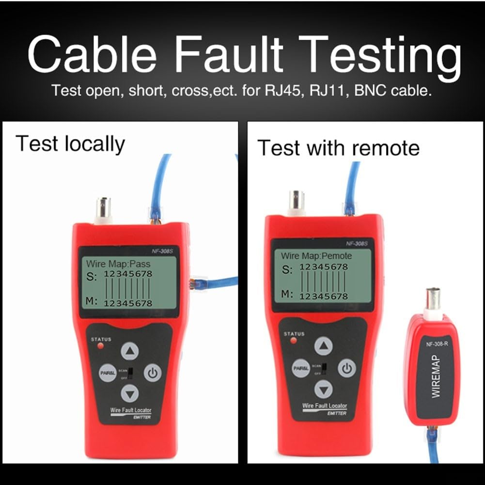 NF-308S probador de cable para técnicos de red que realizan el trazado del emparejamiento de cables y la calibración de la longitud en líneas UTP y coaxiales