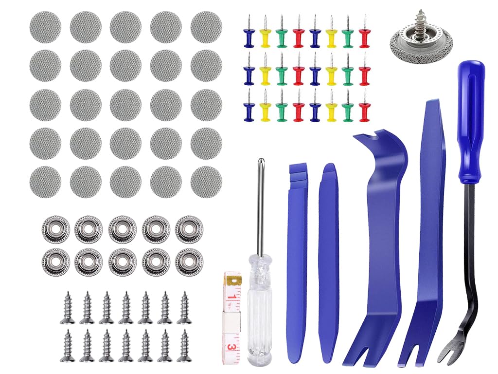 Kit Riparazione Cielo Auto, 140PCS Vite Per Riparazione Tetto Auto, Kit Rivetti Pulsante per Rivestimento, Riparazione Rivetti Pulsante, con 1 Nastro di Misura e 1 Cacciavite, per Tutte Auto