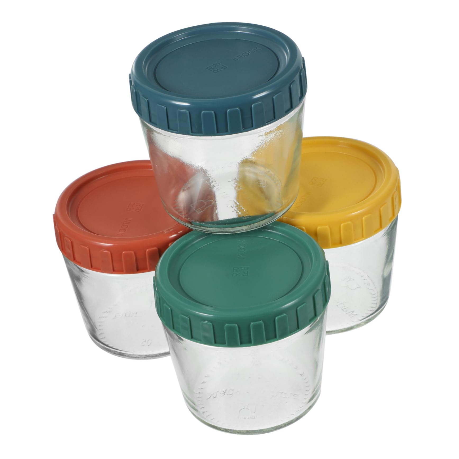 LABRIMP 4 Tarros de Vidrio Herméticos Apilables Tapa de Silicona, para Almacenar Alimentos y Yogur, Uso en Cocina