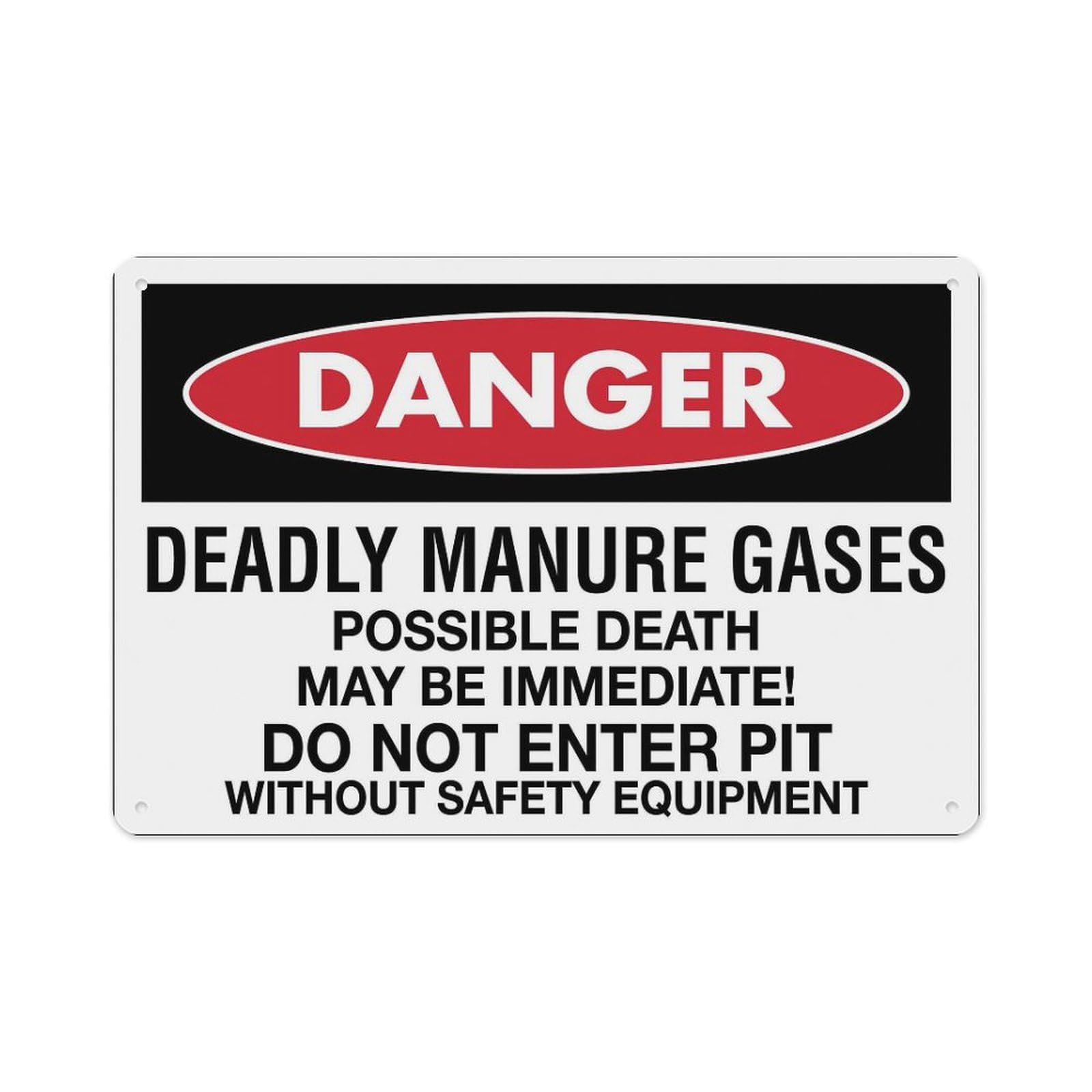 Peiyeety A02 Danger Deadly Manure Gases Sign Aluminum Tin Warning Signs For Home Outdoor Garden 12X16 Inches