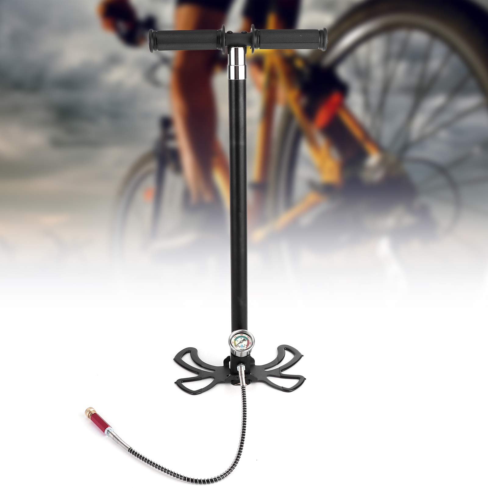 Pompka Ręczna 4-poziomowa Ręczna Pompka Powietrza 30mpa 4500PSI Wysokociśnieniowa Przenośna Pompka do Opon Pompa Powietrza Inflator Opon Motocyklowych do Samochodu Motocykl Motor