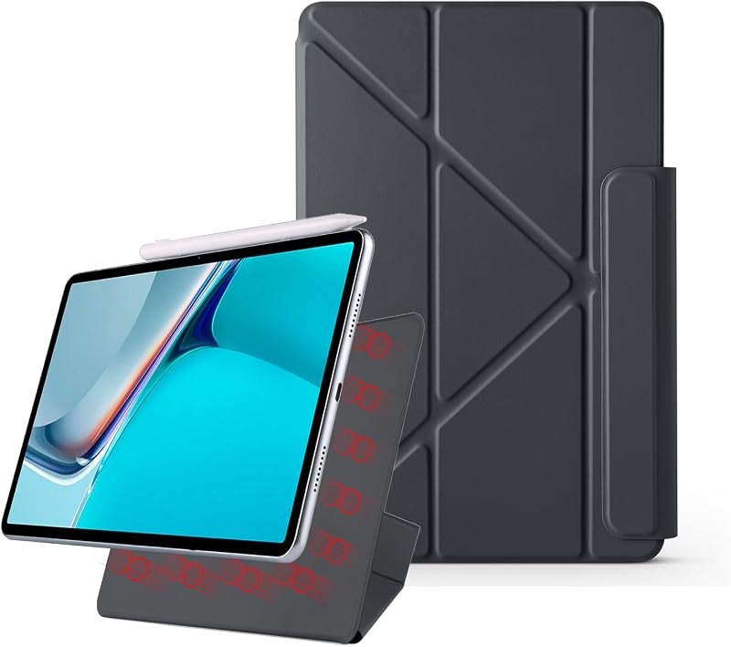 Compatible with Huawei Matepad 11.5S 11.5 Inch (2024) Magnetic Case,Powerful Magnetic Attachment,Slim Trifold Stand Case Tablet Cover Supports Pencil,Auto Wake/Sleep(Black)