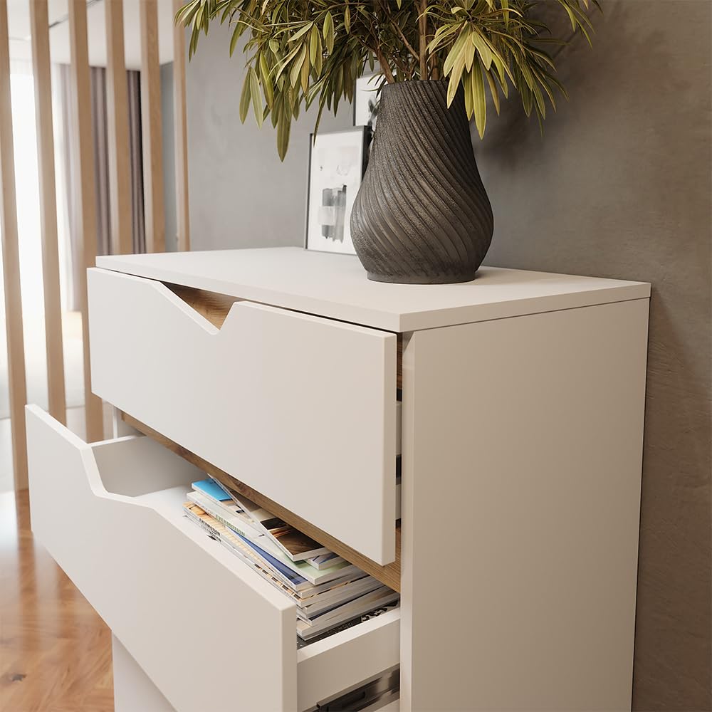 Vicco Kommode Marelle, Weiß/Artisan, 76 x 120 cm