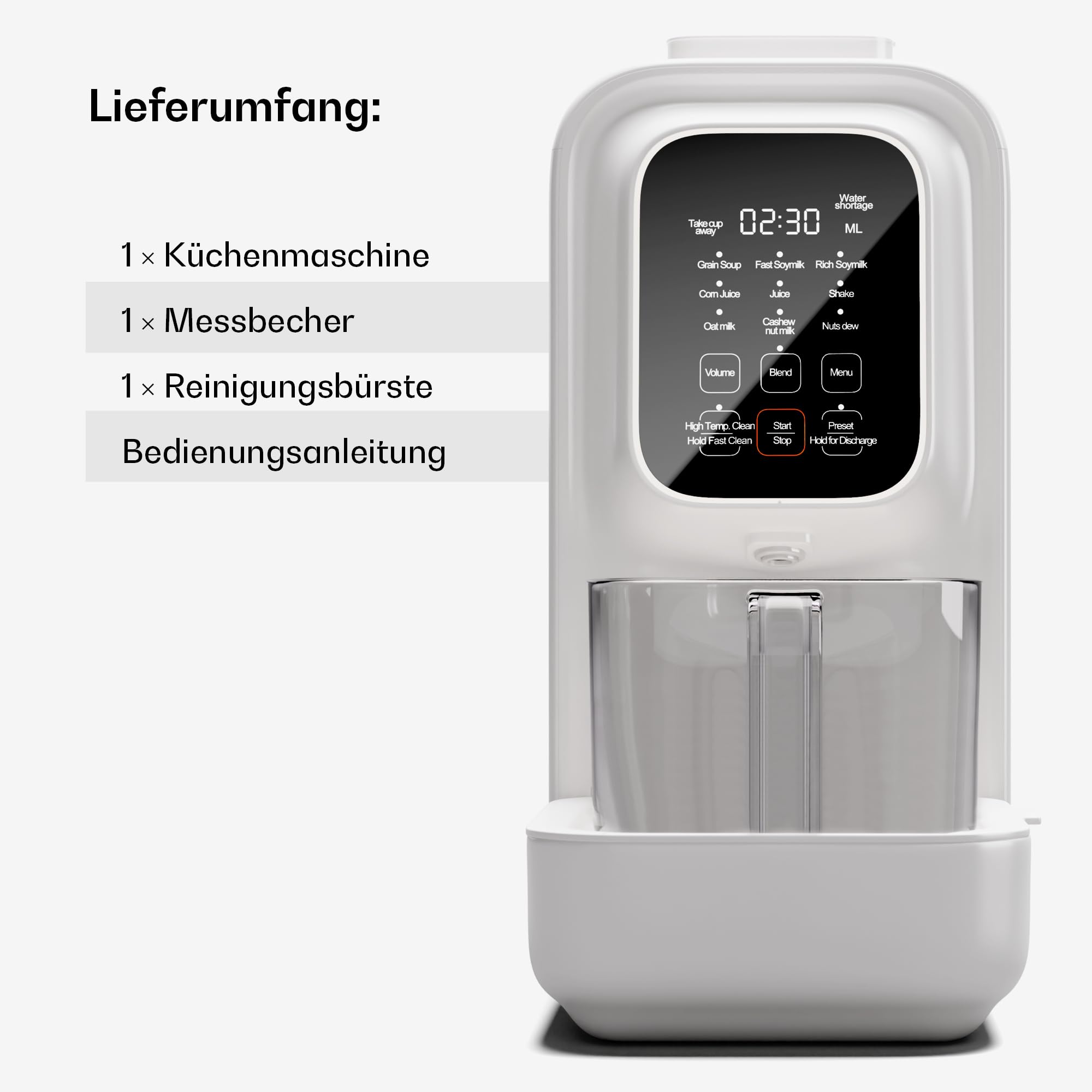 Klarstein Pflanzenmilchbereiter, Digitale Sojamilch Maschine, Nussmilchbereiter, Selbstreinigend