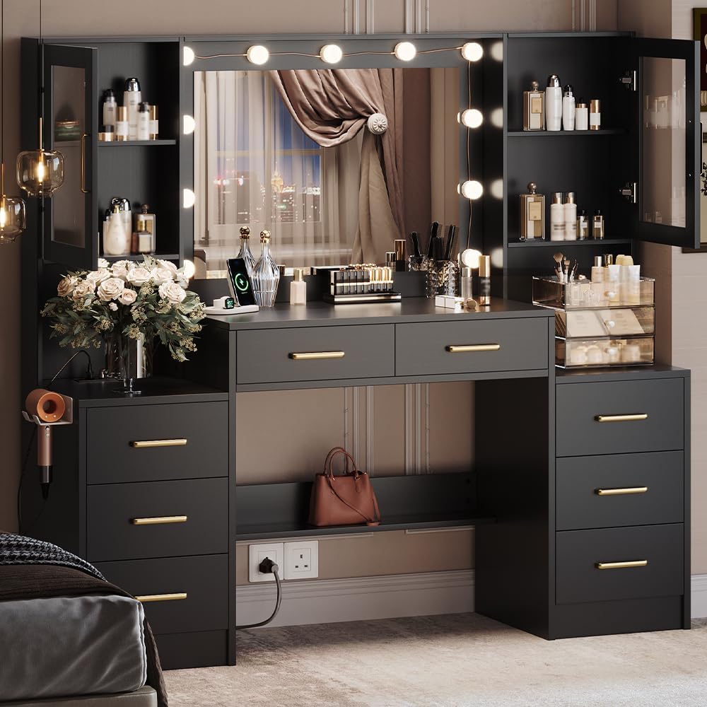 TOKSOM Black Vanity Desk