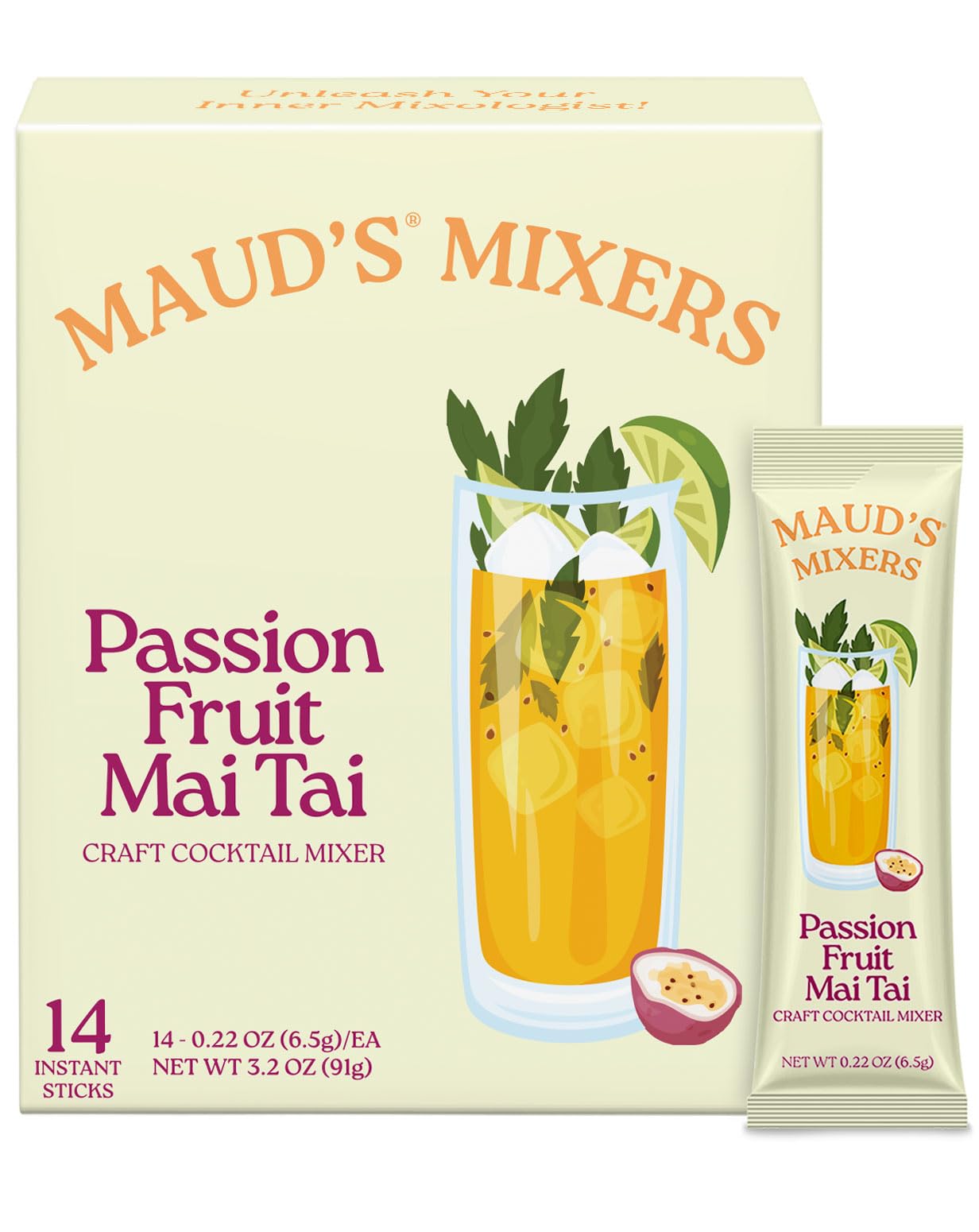 Sponsored Ad - Passion Fruit Mai Tai Cocktail Mix, 14 ct, Mocktail Non-Alcoholic Drinks - Made with Real Fruit and Agave - Low Calorie, Low Sugar, Easy to Mix