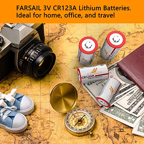 CR123A Batteries 20 Pack, FARSAIL 1600mAh Non-Rechargeable 3V CR123A Lithium Battery for Digital Cameras, Simplisafe Alarm System, Flashlights, Smoke Detector, Motion Detector, Medical Equipment - Thumbnail 4
