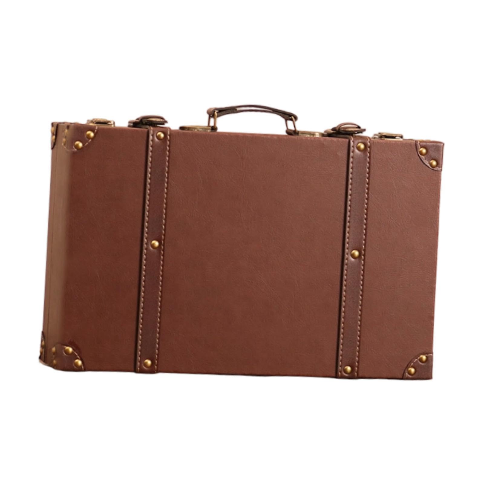 MERISHOPP Vintage Style Suitcase Gift Decoration Wood Storage Box for Home Window Shop Brown 40cmx25cmx10cm|Travel|Vintage Luggage & Travel Accs-picture-1