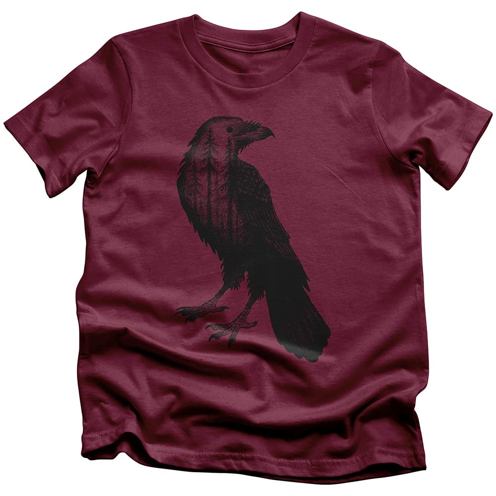 Viking Goods Forest Eyes Tee - Raven Shirts for Men/Short Sleeve Graphic Tees Women/Comfy & Lightweight Apparel/Machine Washable/Get in Touch with Your Inner (XL) Maroon